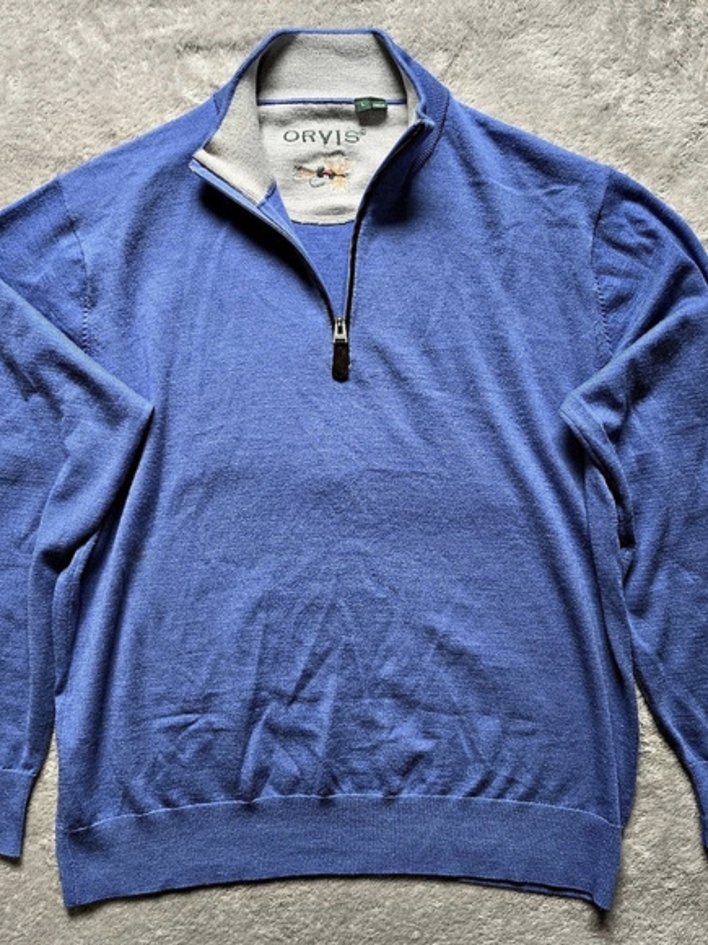 ORVIS Men's Blue Quarter-Zip Sweater Size Large